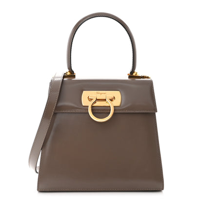 Salvatore Ferragamo Brushed Off Calfskin Small Iconic Top Handle Bag Grey 1 of 15