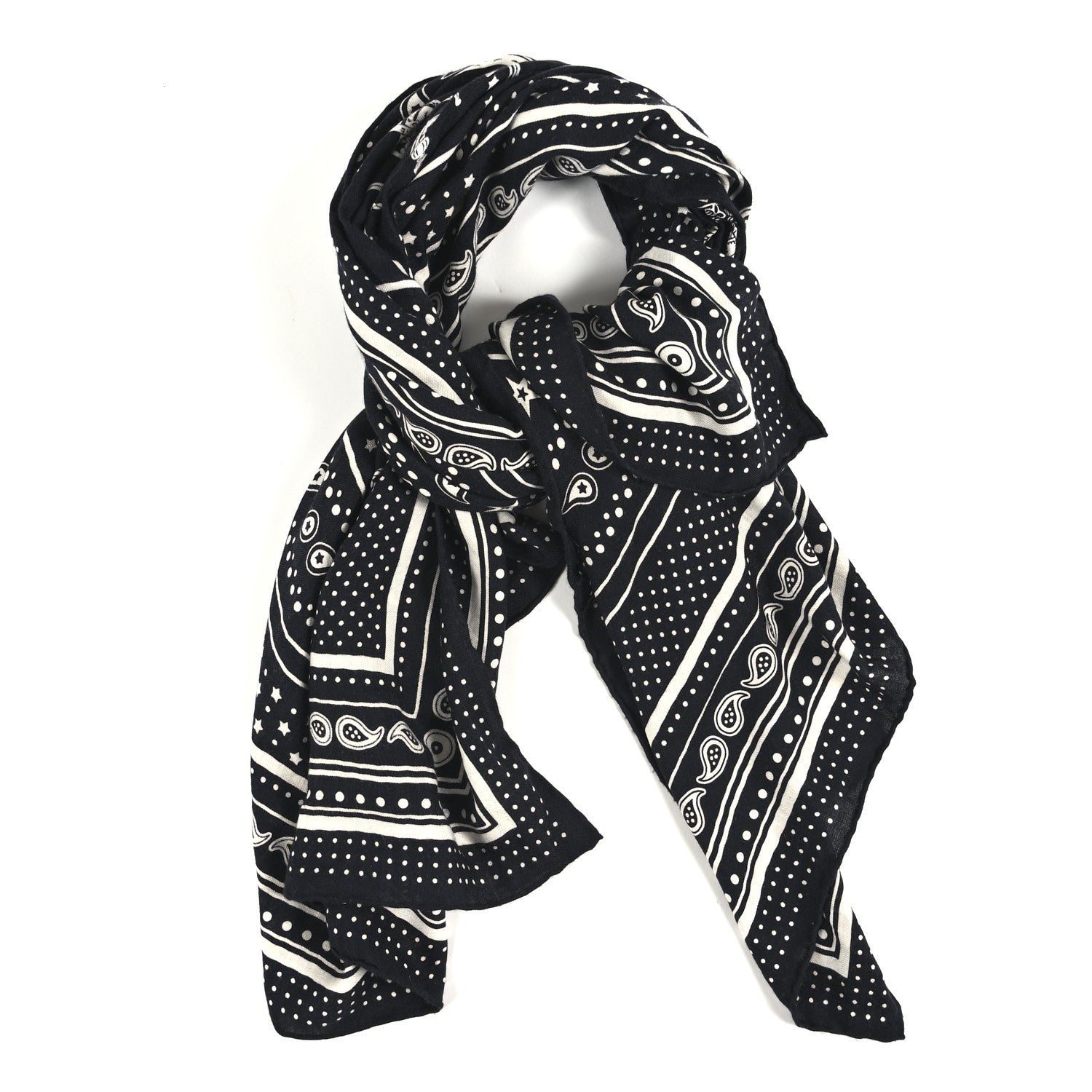 HERMESカシシル LES CLES BANDANA カレジェアン140 Hermes Cashmere Silk Les Cles Bandana Shawl 140 Black White