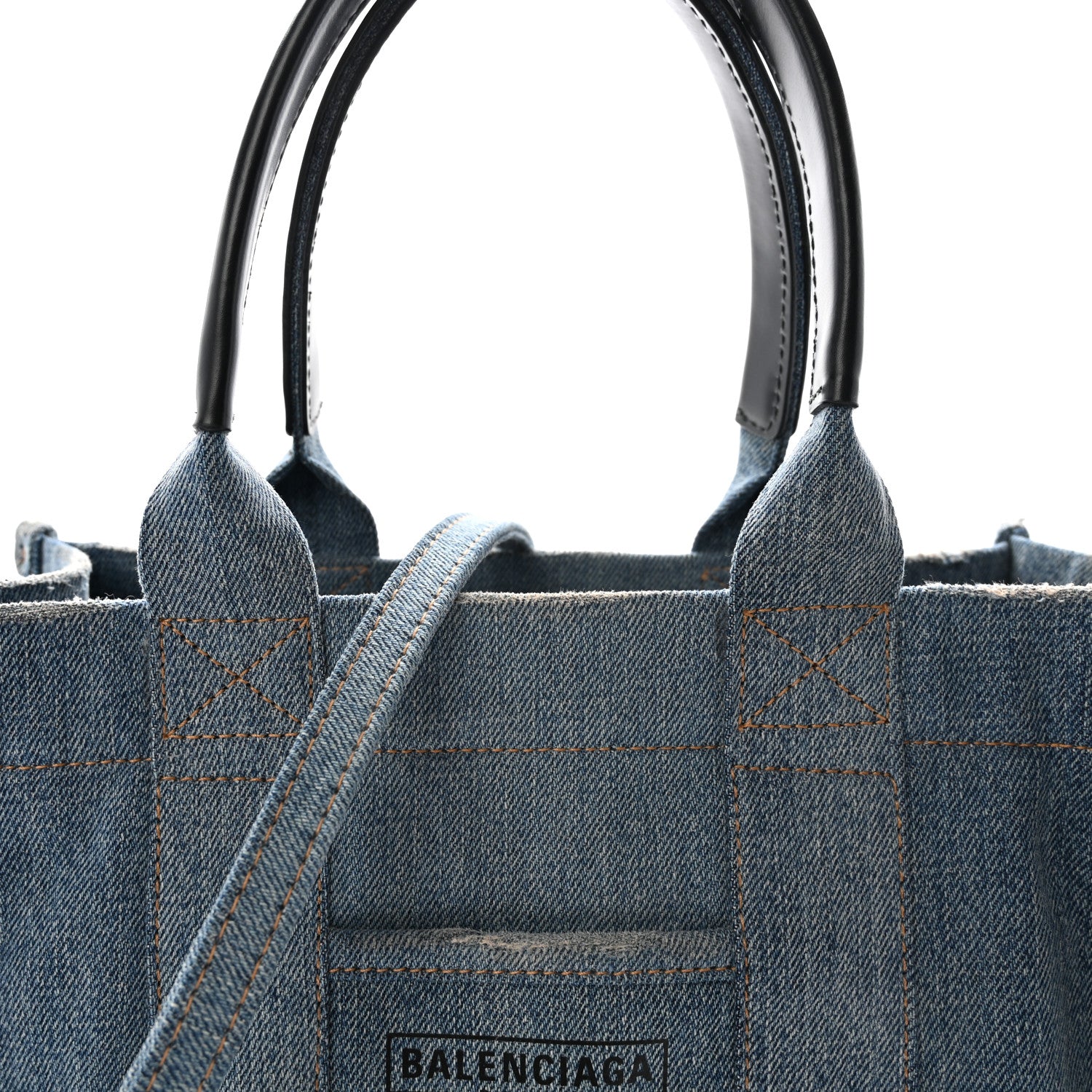 Balenciaga Washed Frayed Denim Logo Small Hardware Tote Blue 7 of 9