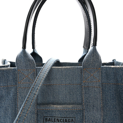 Balenciaga Washed Frayed Denim Logo Small Hardware Tote Blue 7 of 9