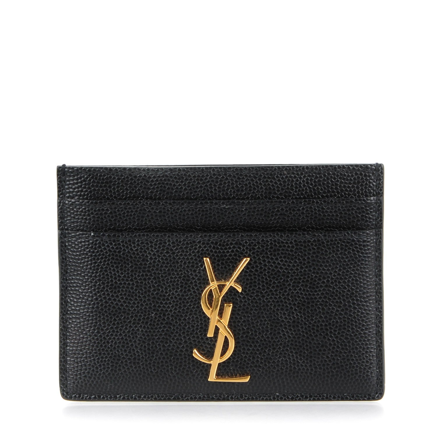 Saint Laurent Grain De Poudre Monogram Credit Card Case Black 1 of 7