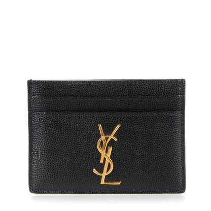 Saint Laurent Grain De Poudre Monogram Credit Card Case Black 1 of 7