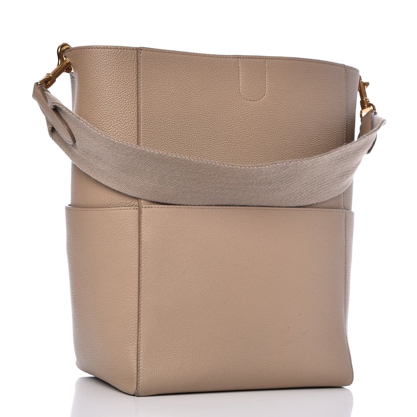 Soft Grained Calfskin Sangle Bucket Bag Dune