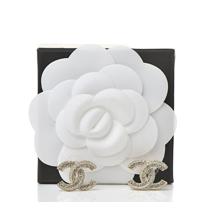 Chanel Crystal Timeless CC Earrings Light Gold 5 of 5
