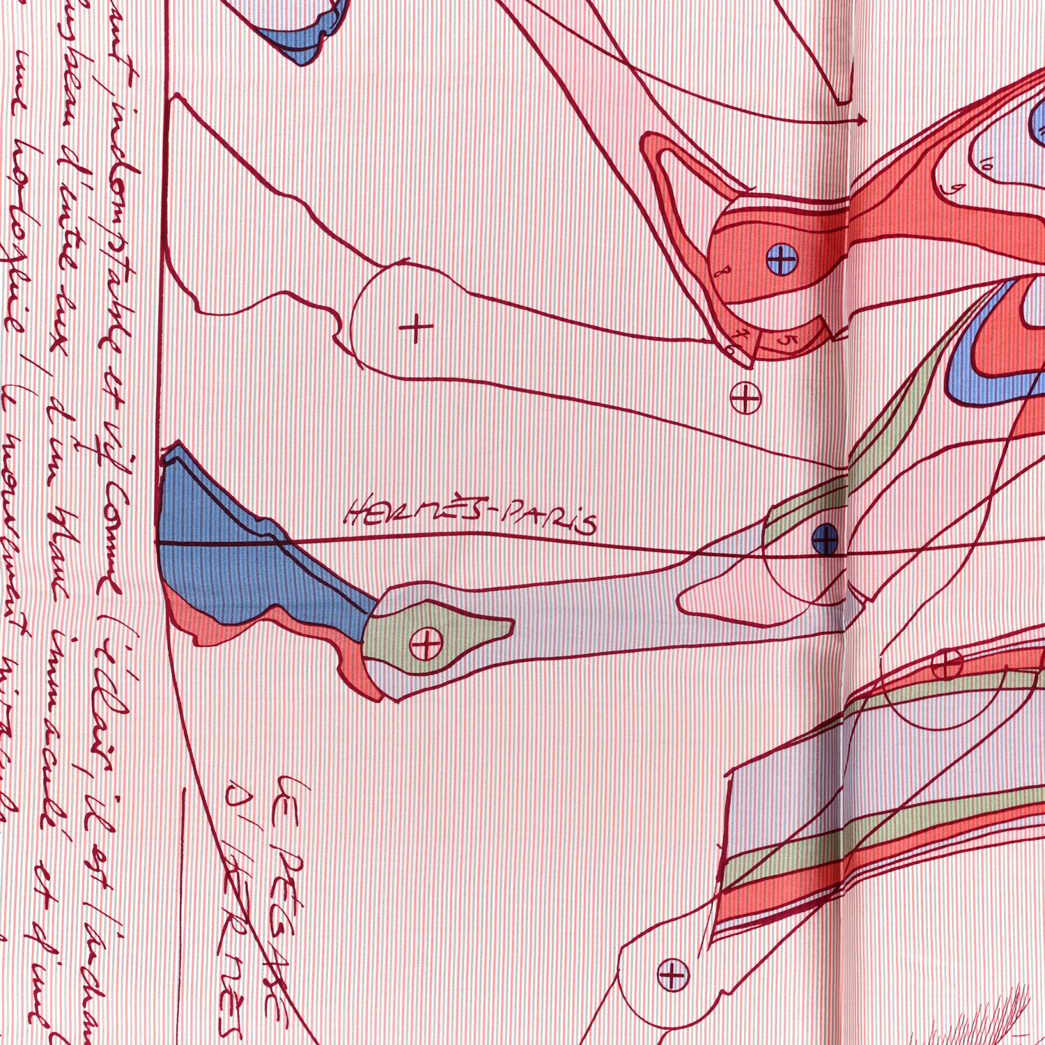 Hermes Silk Le Pegase d'Hermes Cut Wash 140 Scarf 140 Rose Bleu Vert 5 of 5