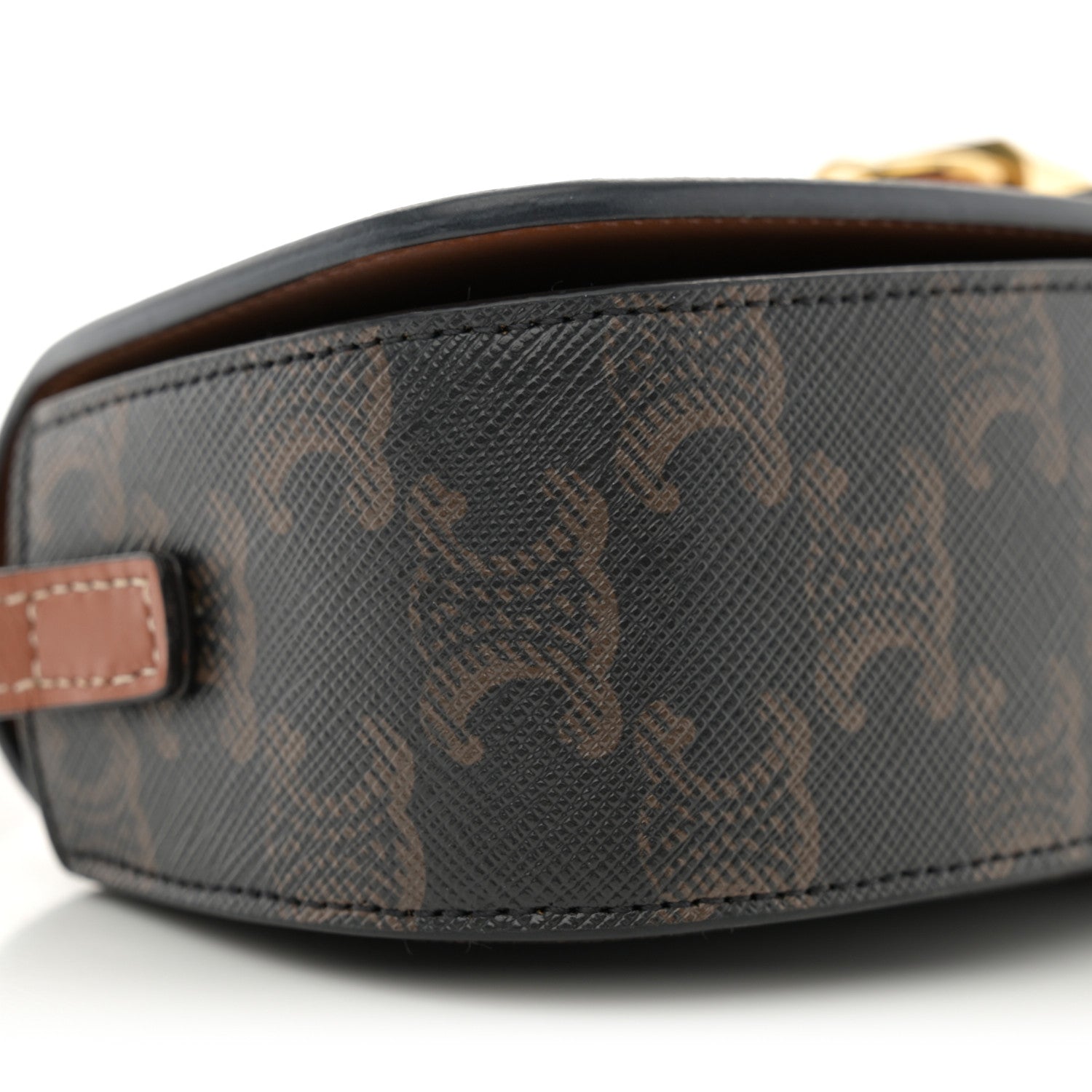Celine Triomphe Canvas Calfskin Tabou Clutch on Strap Tan 9 of 10