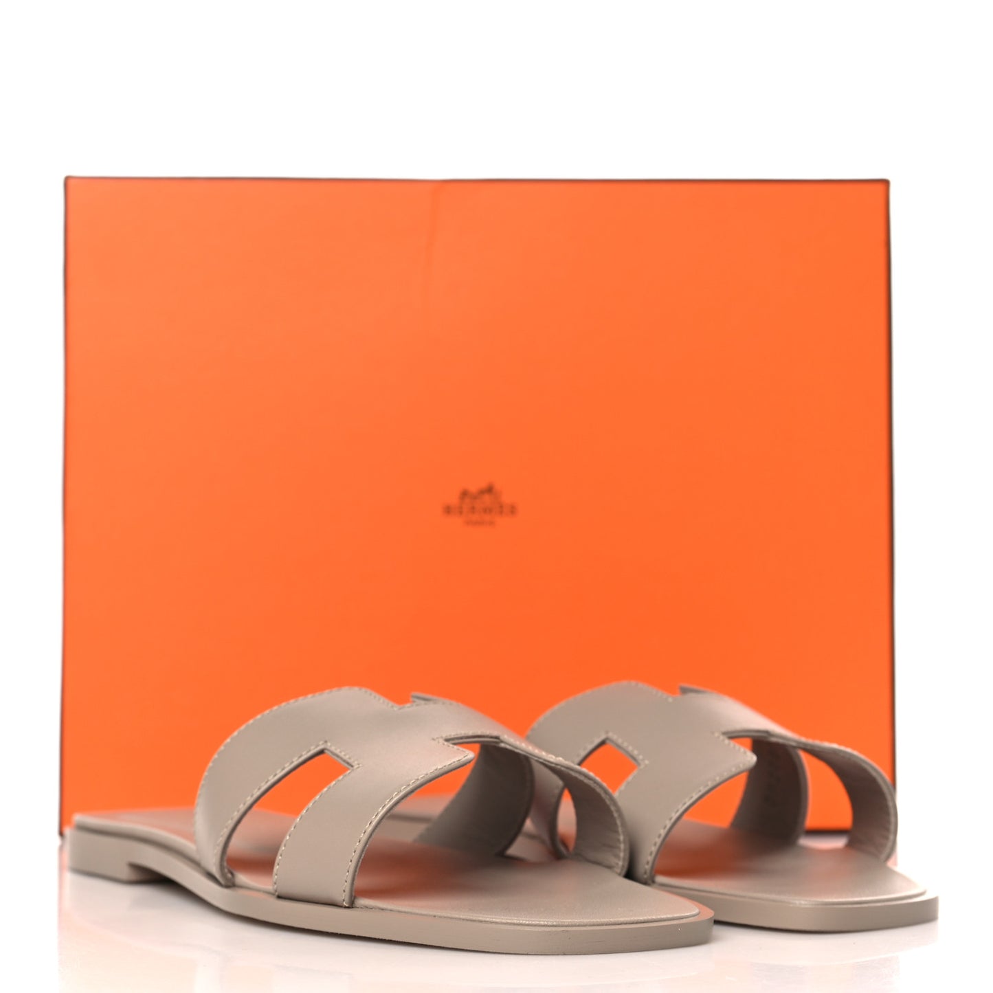 Box Calfskin Oran Sandals 38.5 Beige Mastic
