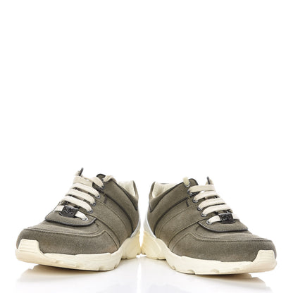 Chanel Fabric CC Sneakers 37.5 Khaki 6 of 12