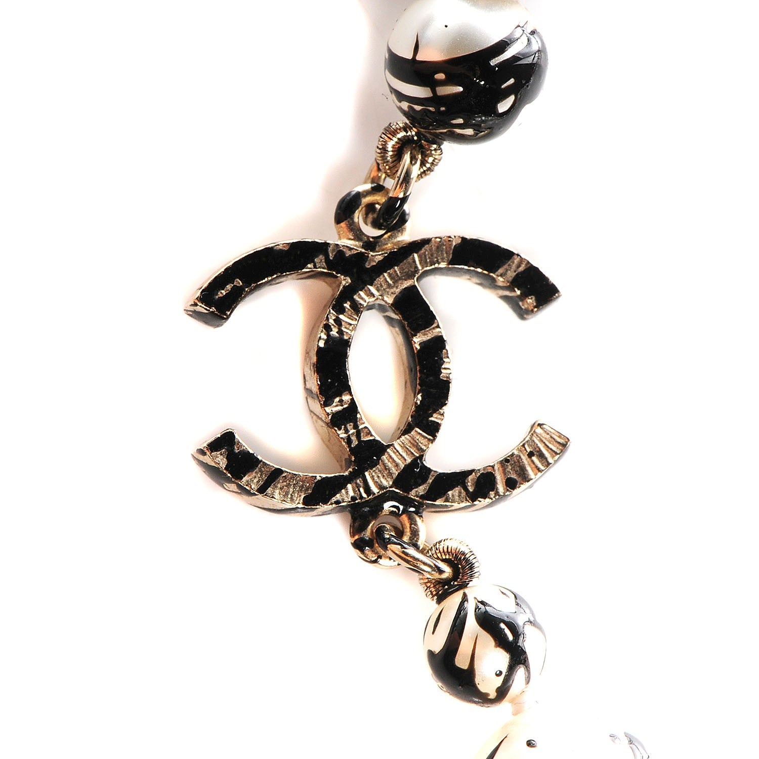 Chanel Painted Pearl CC Short Necklace Black Gold 5 of 5
