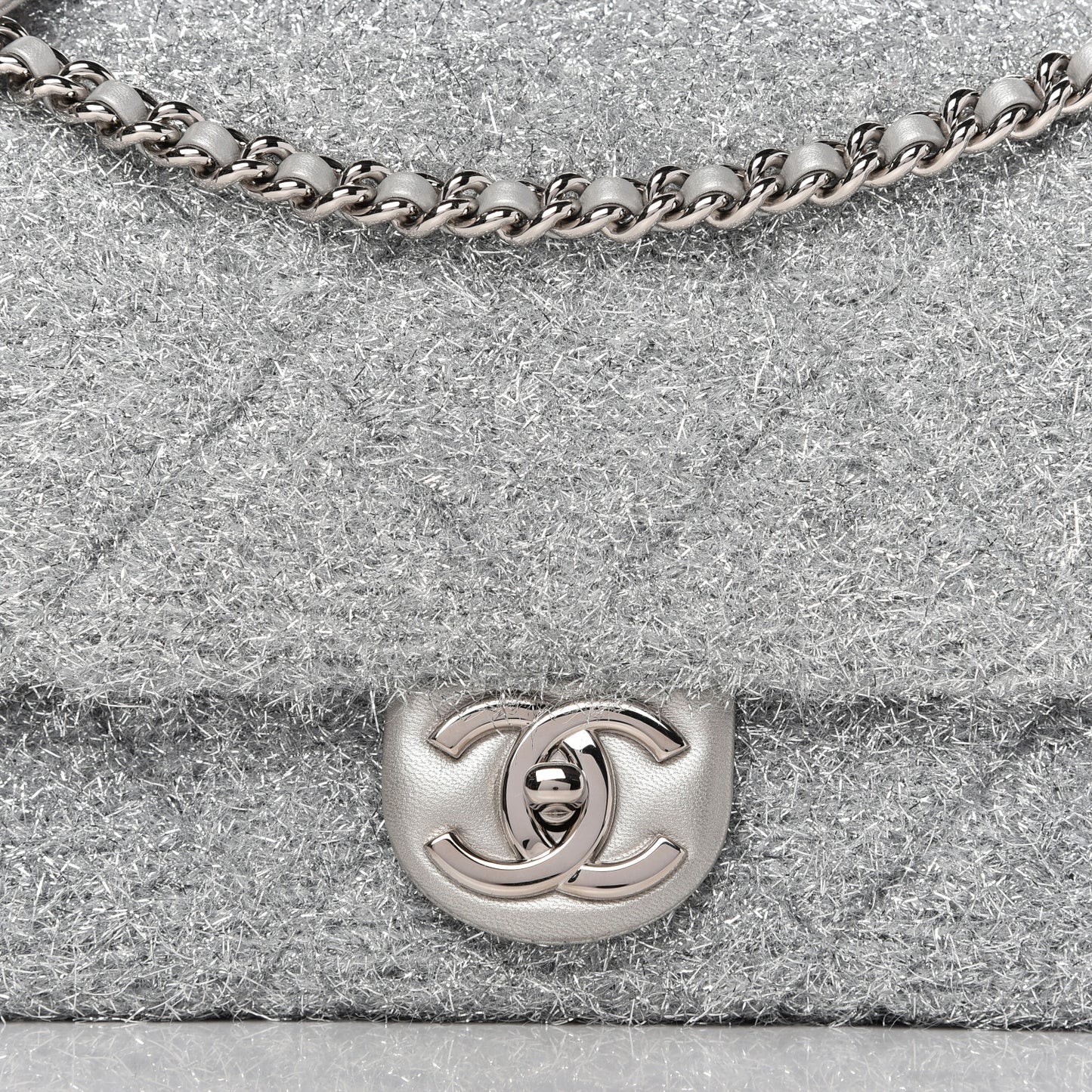 Lurex Knit Large Pluto Glitter Flap Silver