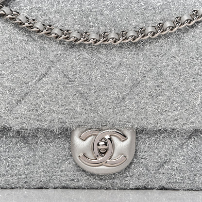 Chanel Lurex Knit Large Pluto Glitter Flap Silver 10 of 10