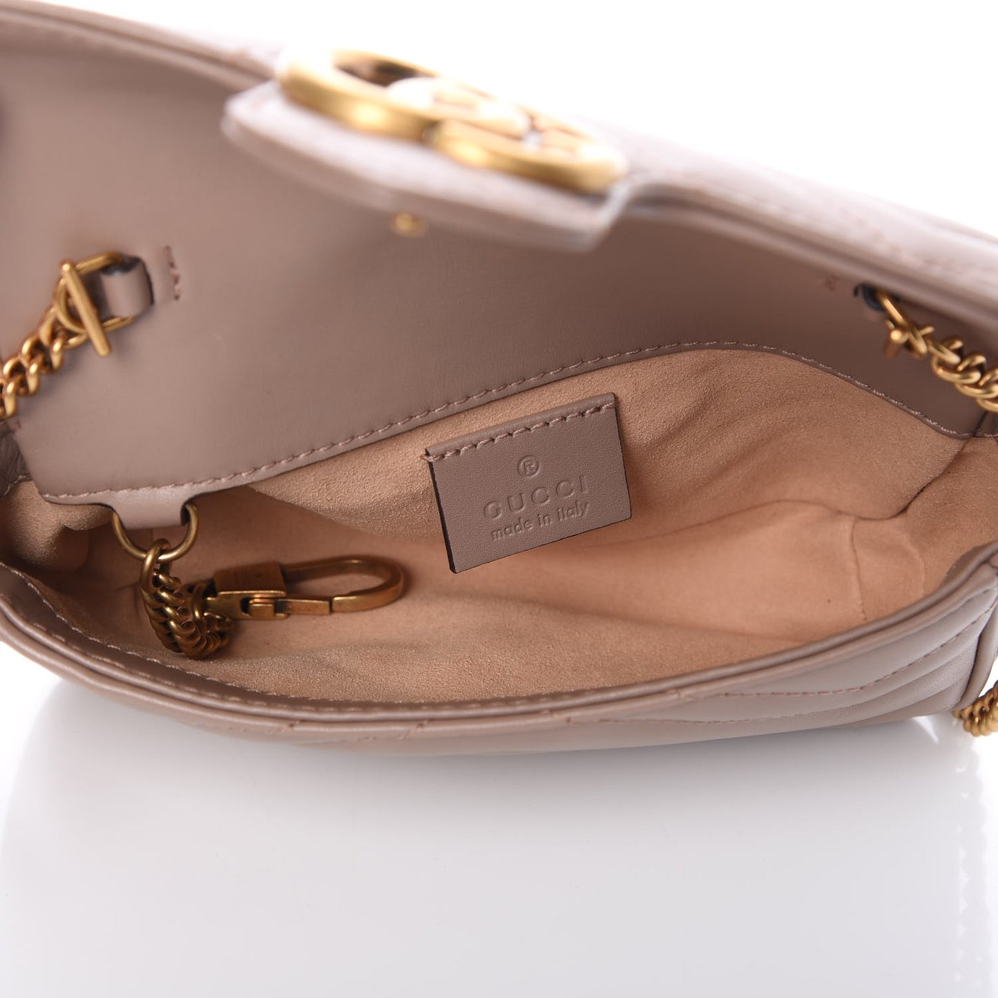 Calfskin Matelasse Super Mini GG Marmont Shoulder Bag Porcelain Rose