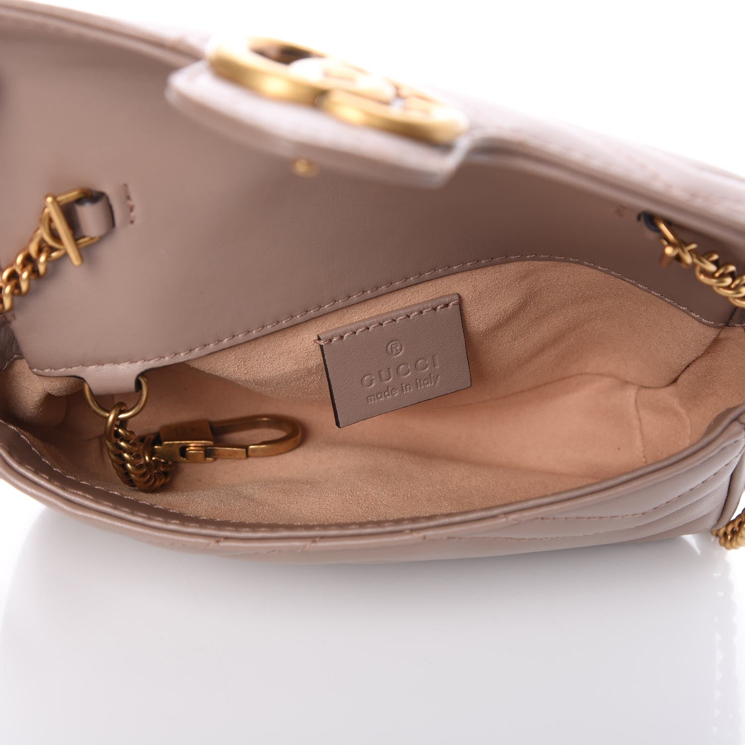 Gucci Calfskin Matelasse Super Mini GG Marmont Shoulder Bag Porcelain Rose 5 of 9