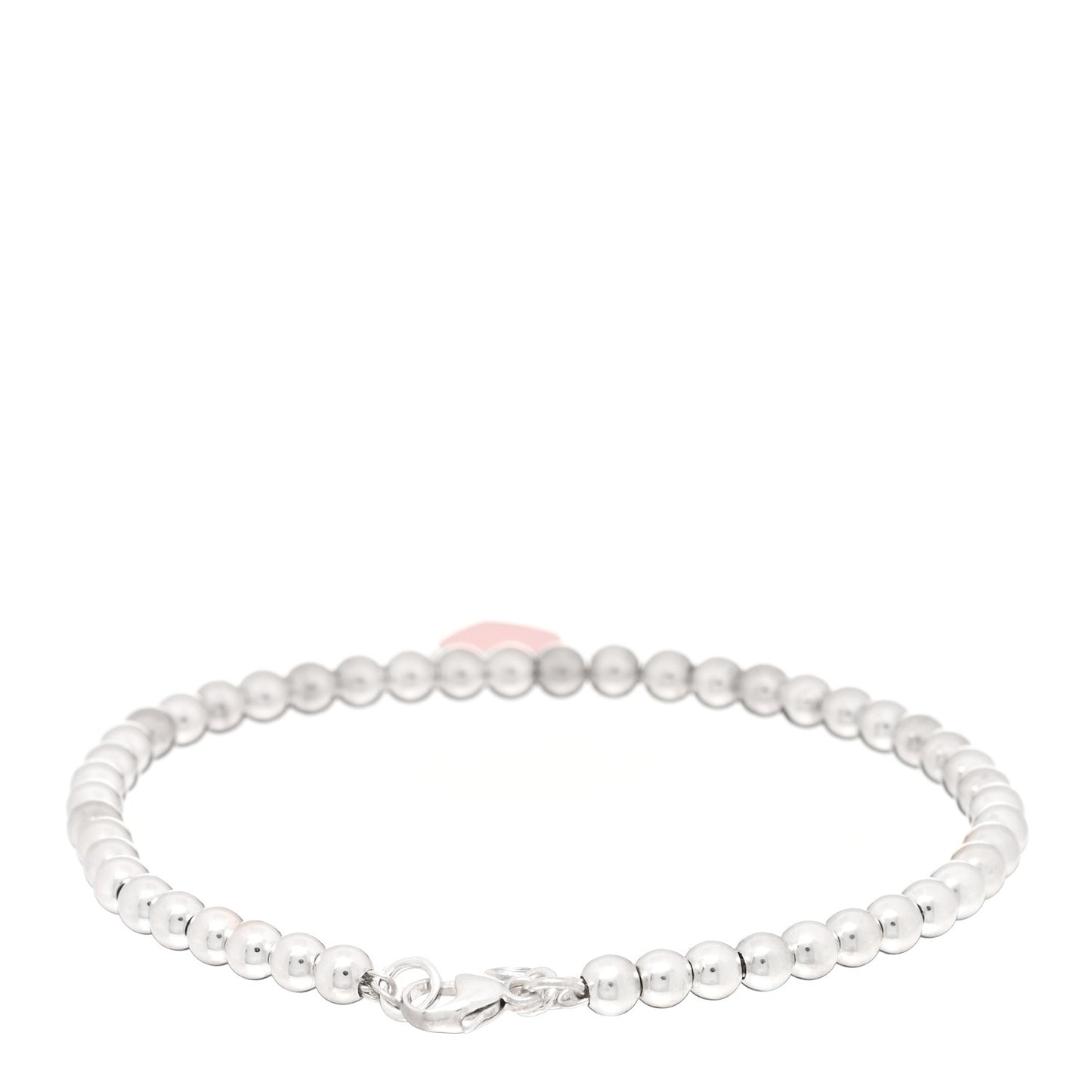 Sterling Silver Enamel 4mm Return To Tiffany Heart Tag Bead Bracelet Pink