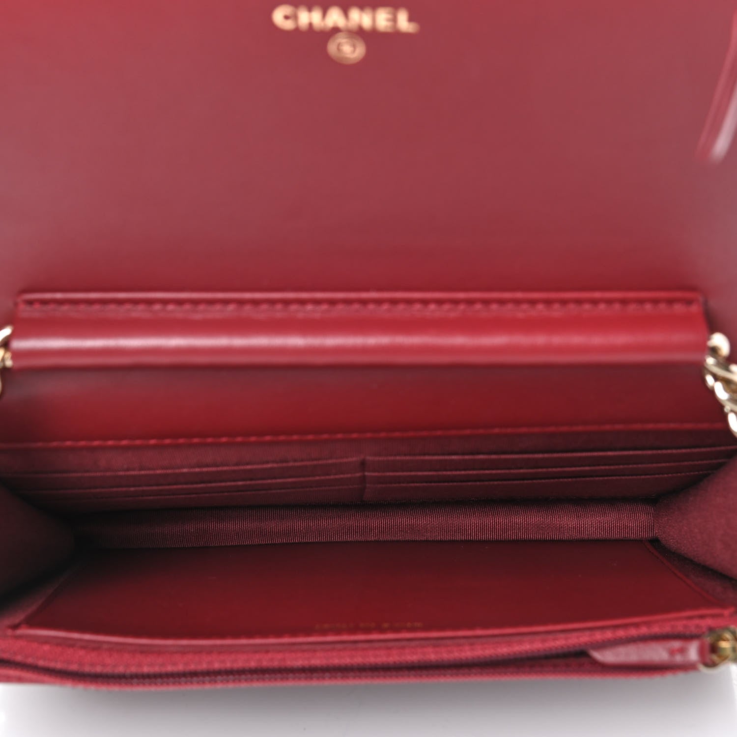 Chanel Caviar Chevron Boy Wallet On Chain WOC Dark Red 4 of 5