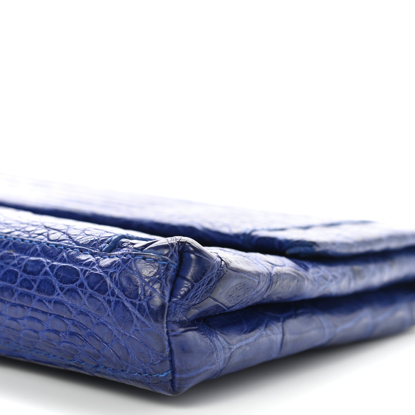Crocodile Foldover Clutch Cobalt