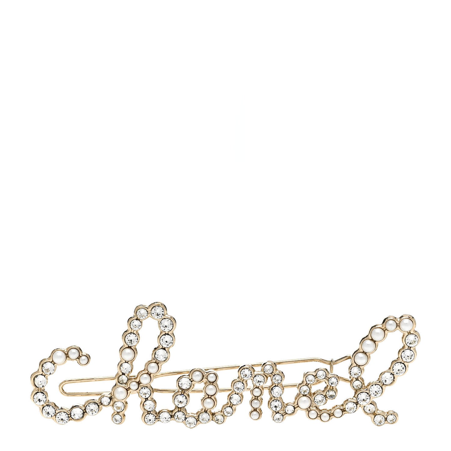 Metal Glass Swirling Pearls Hair Clip Gold