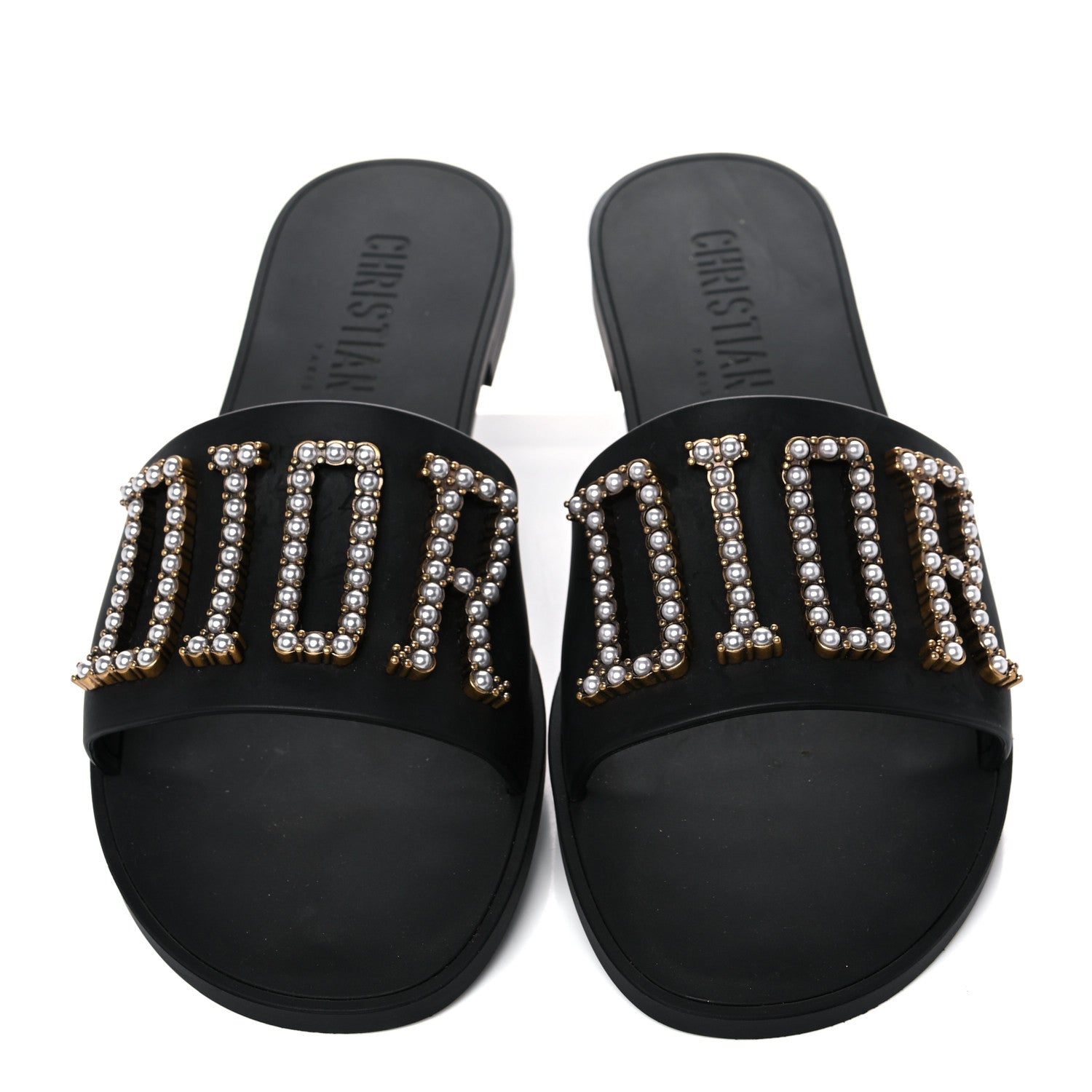 Christian Dior Matte Calfskin Pearl Dio(r)evolution Slide Sandals 39 Black 5 of 6