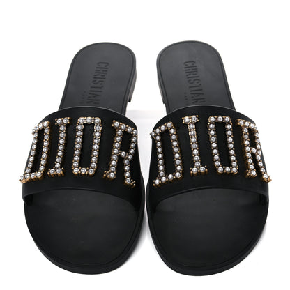 Christian Dior Matte Calfskin Pearl Dio(r)evolution Slide Sandals 39 Black 5 of 6