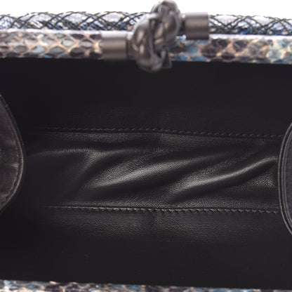 Bottega Veneta Karung Watersnake Intrecciato Knot Clutch Blue 7 of 8