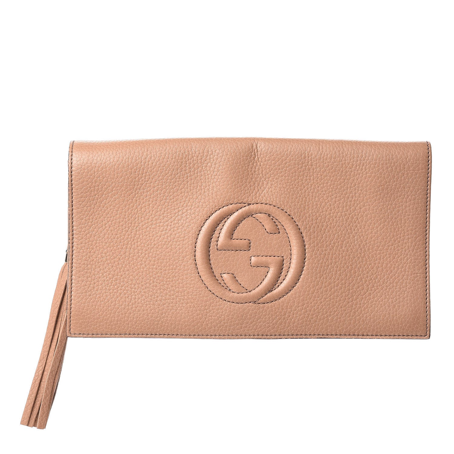 Gucci Pebbled Calfskin Medium Soho Clutch Camelia 1 of 10