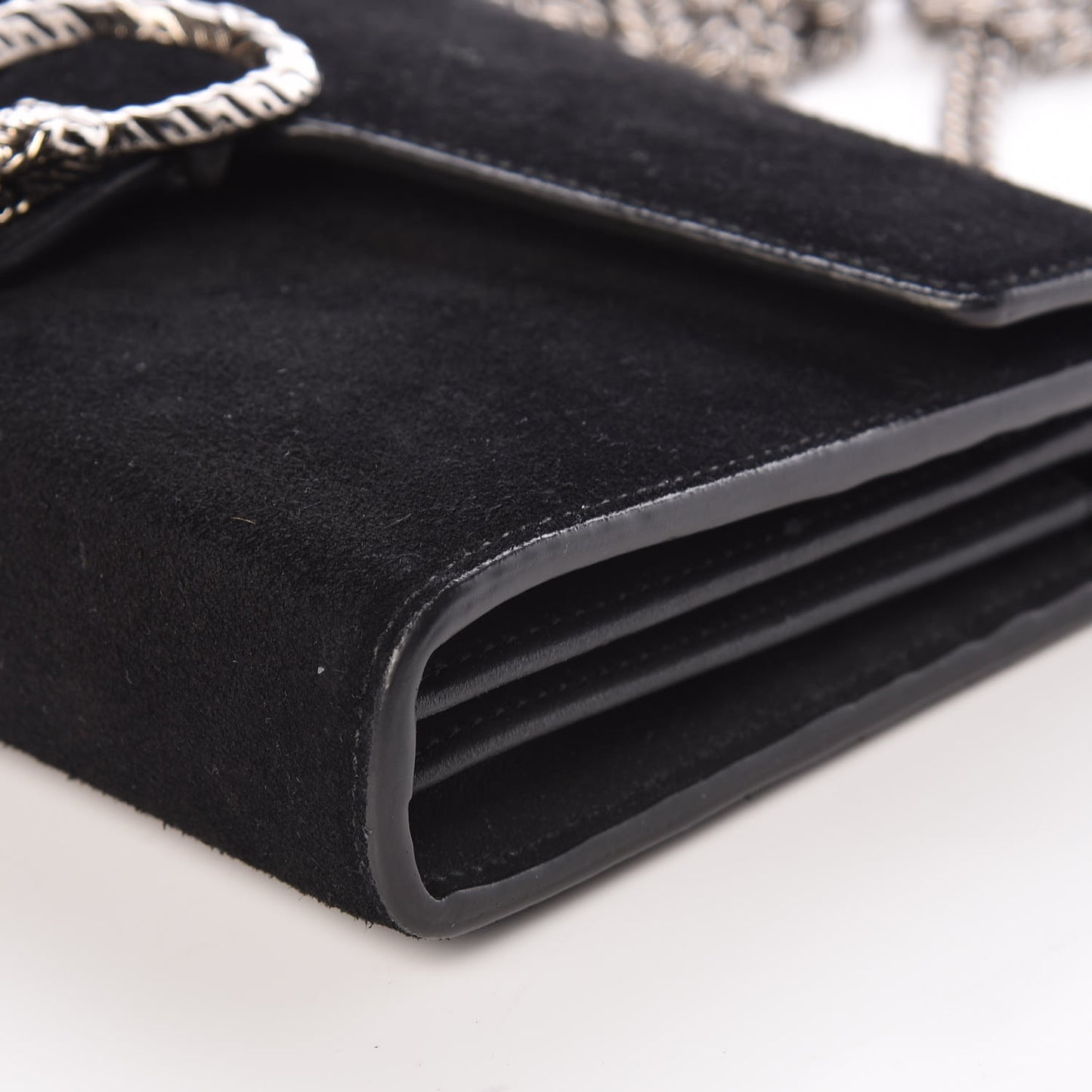 Suede Mini Dionysus Chain Wallet Black