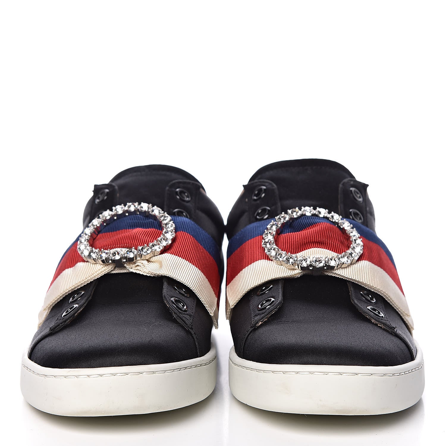Gucci Canvas Crystal Sylvie Web Womens Ace Sneakers 38 Black 2 of 17