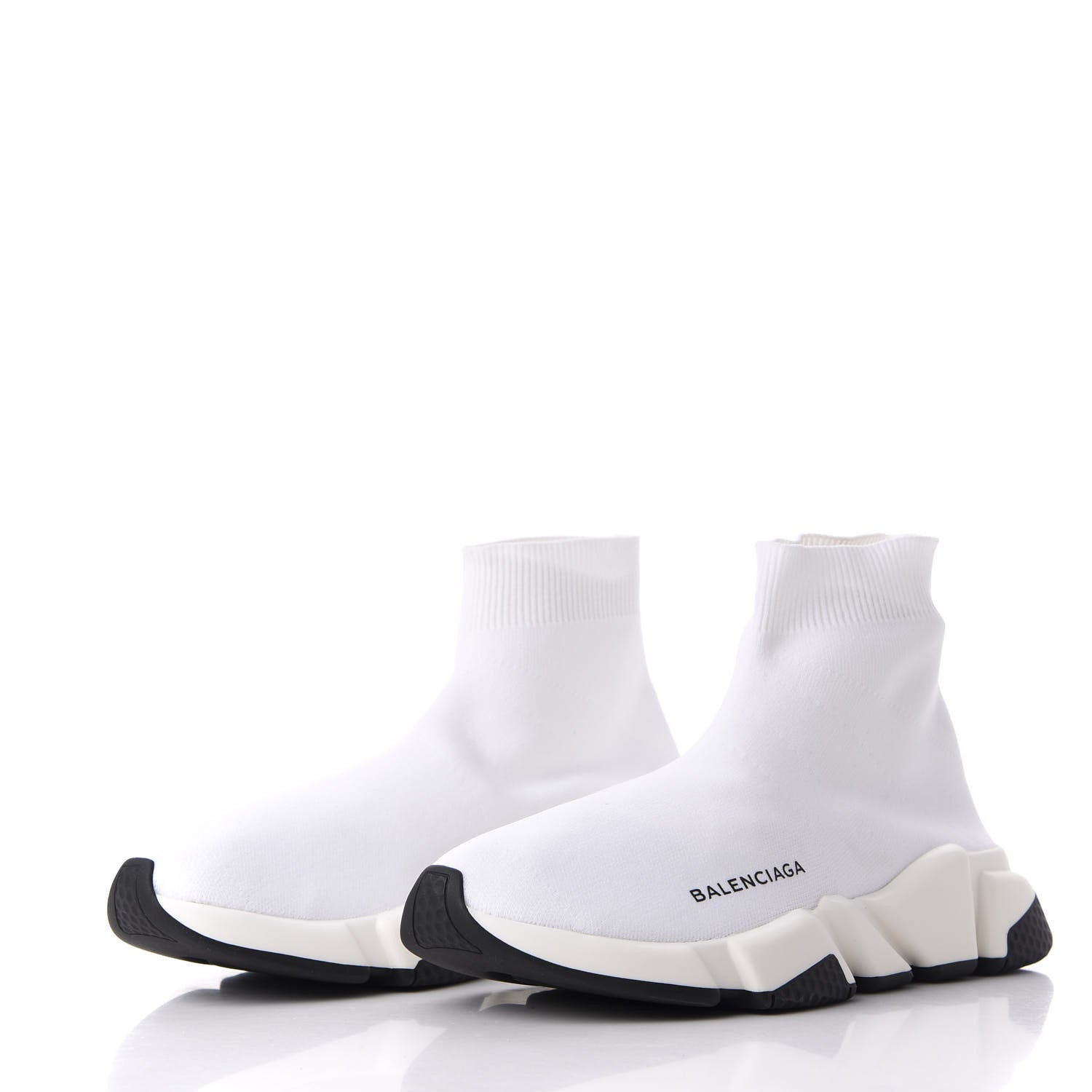 Balenciaga Neoprene Knit Womens Speed Sneakers 38 White Black 2 of 9