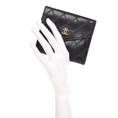 Chanel Calfskin Diamond Stitched Compact Wallet Black 2 of 12