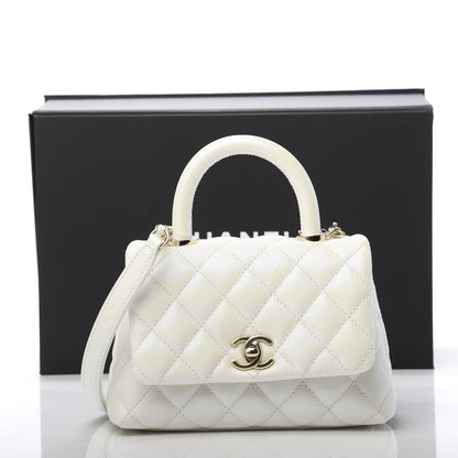 Chanel Iridescent Caviar Quilted Extra Mini Coco Handle Flap Ivory 11 of 11