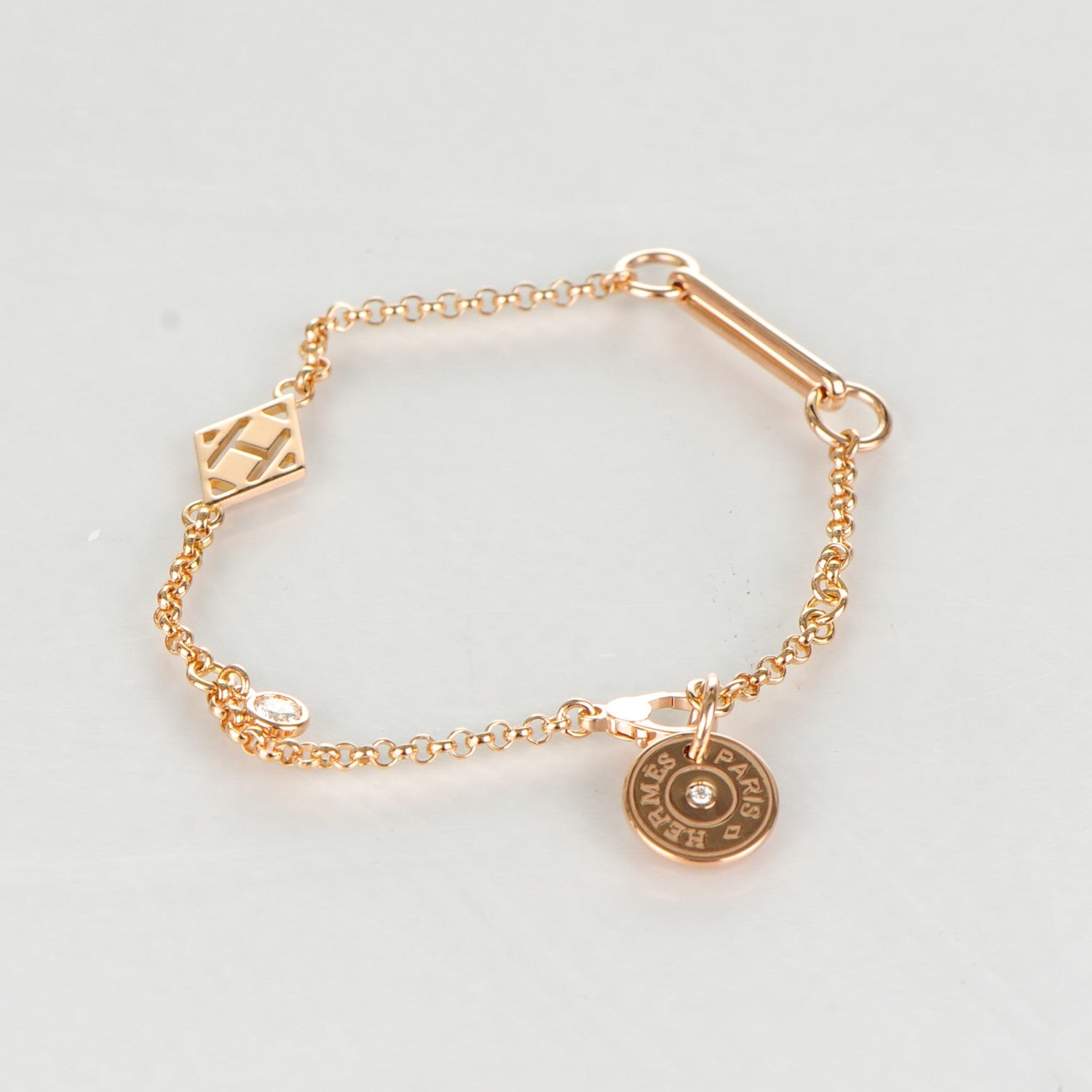 Hermes 18K Rose Gold Diamond Gambade Bracelet SH 3 of 6