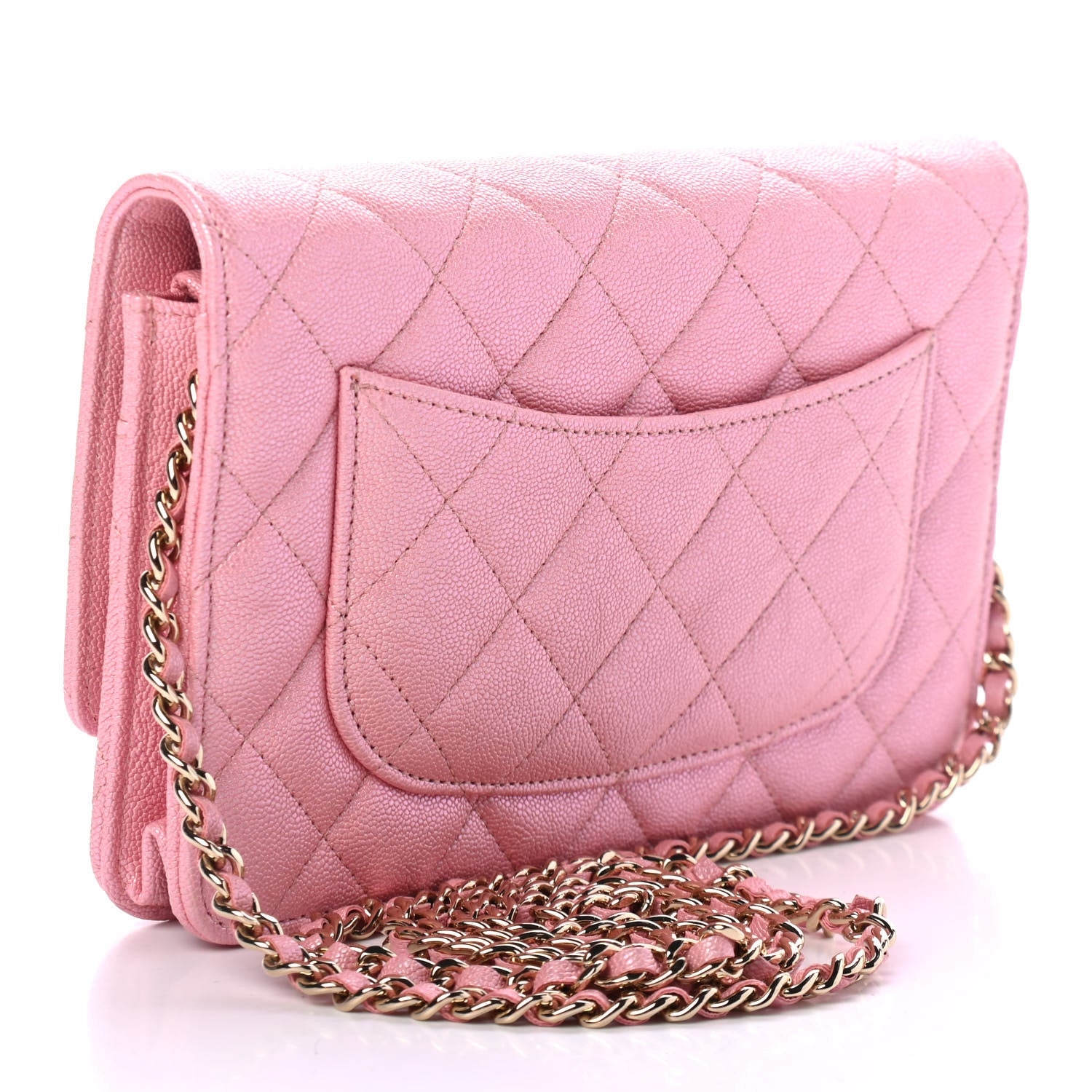 Chanel Iridescent Caviar Quilted Wallet on Chain WOC Rose Pink 2 of 4