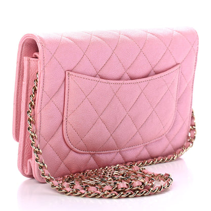 Chanel Iridescent Caviar Quilted Wallet on Chain WOC Rose Pink 2 of 4