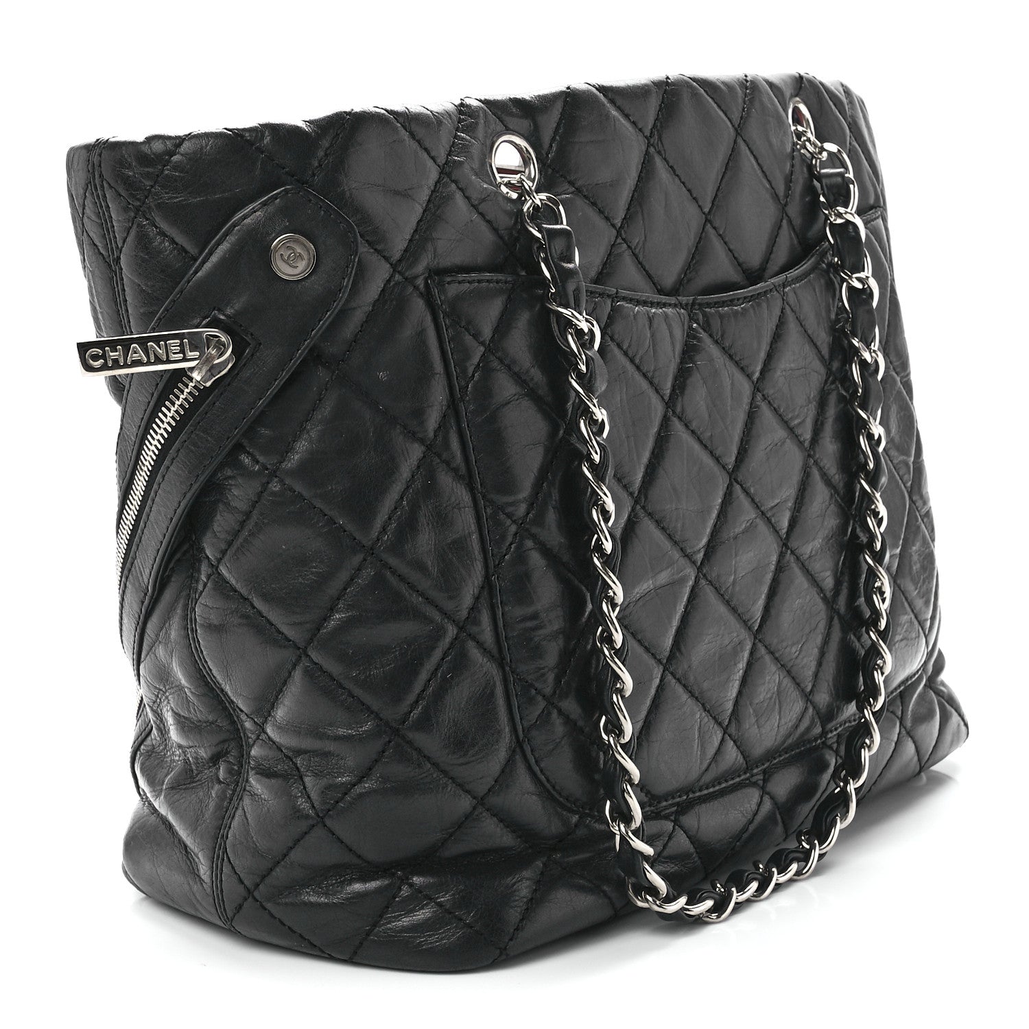 Chanel Aged Calfskin Quilted Large Cotton Club Tote Black 3 of 11