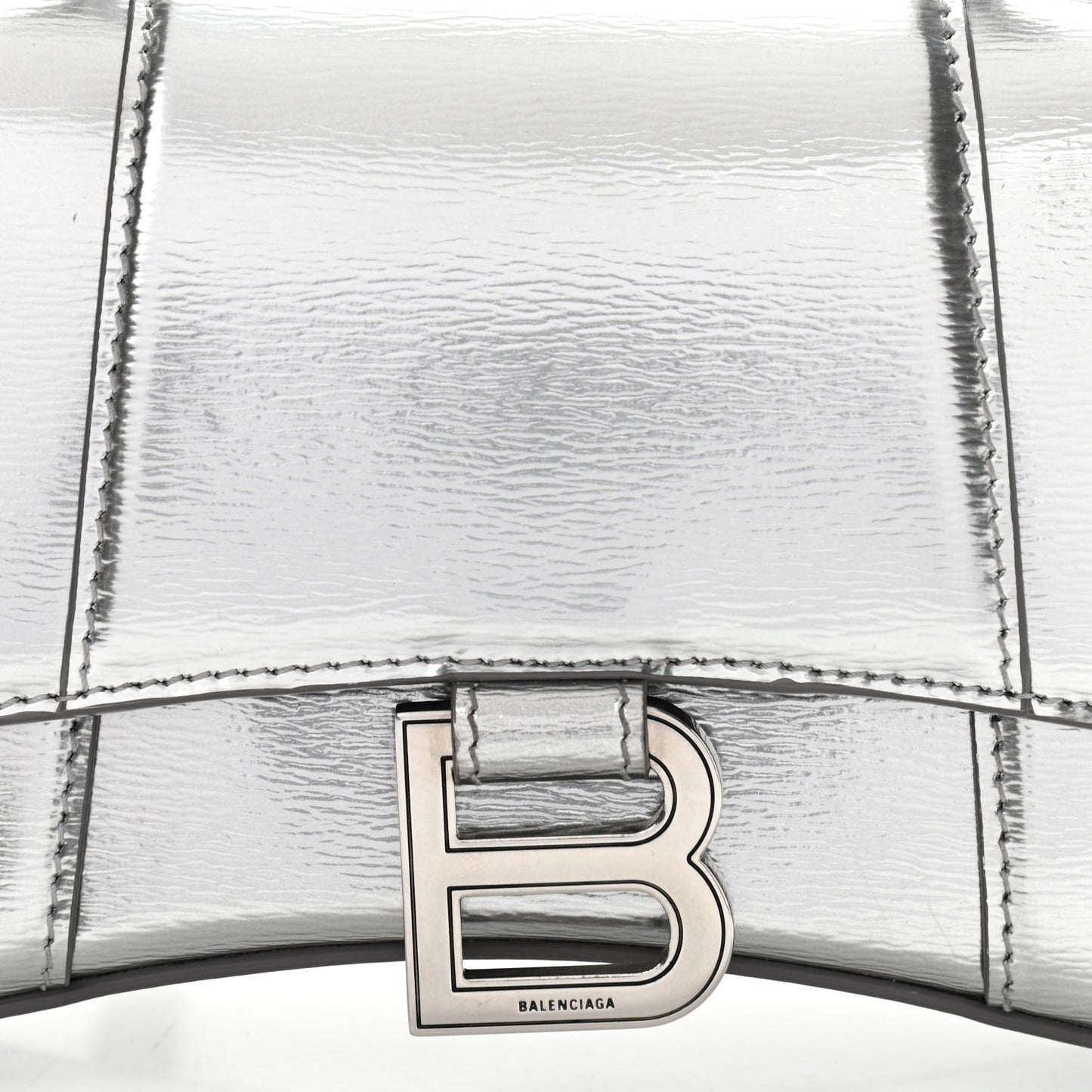 Metallic Textured Calfskin Hourglass Top Handle Bag XS Silver