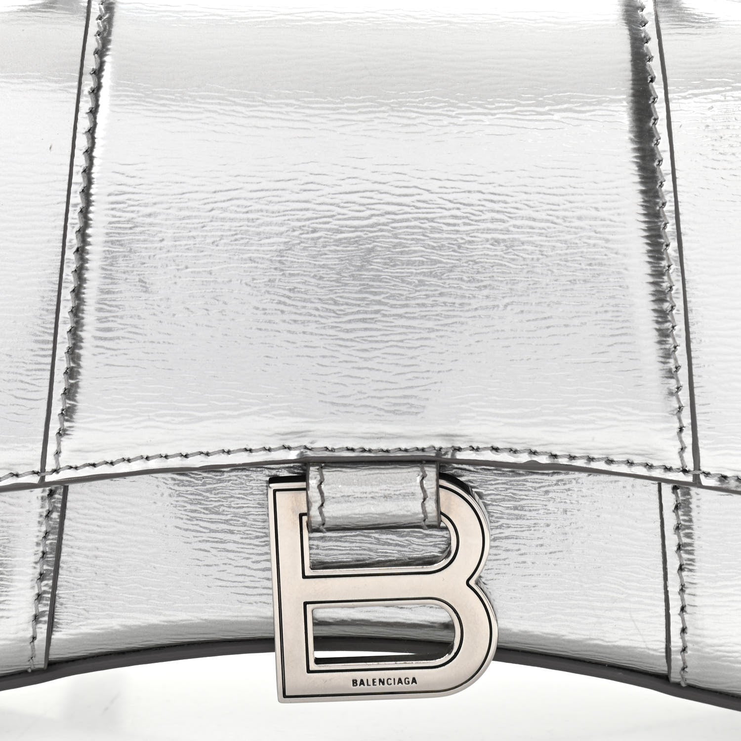 Balenciaga Metallic Textured Calfskin Hourglass Top Handle Bag XS Silver 7 of 10