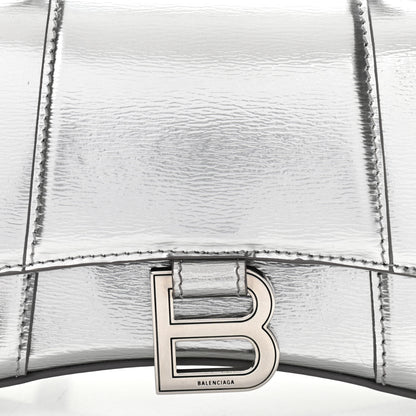 Balenciaga Metallic Textured Calfskin Hourglass Top Handle Bag XS Silver 7 of 10