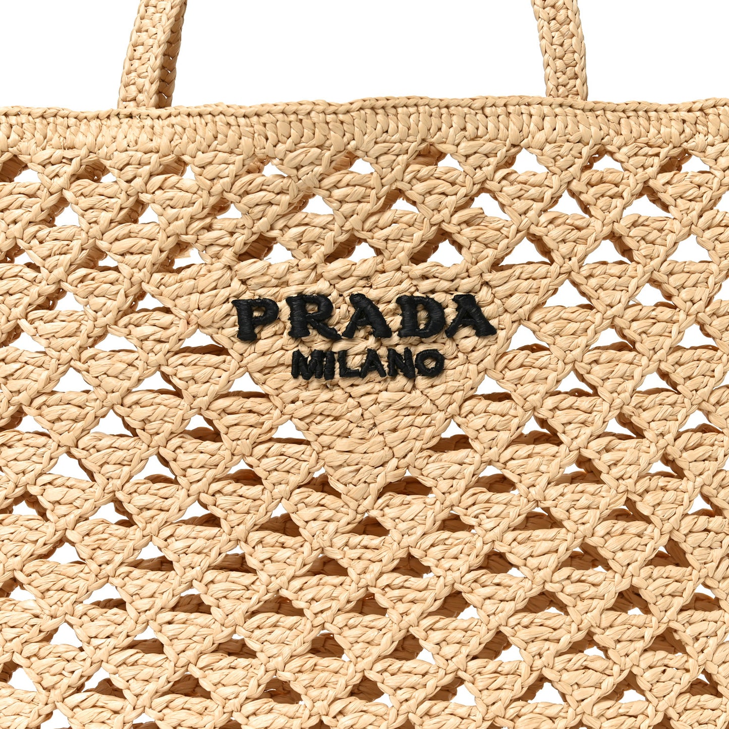 Yarn Raffia Effect Embroidered Logo Tote Naturale