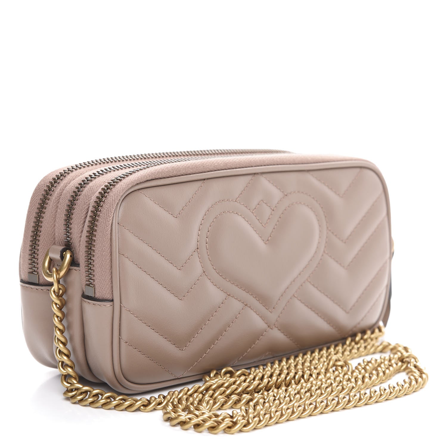 Gucci Calfskin Matelasse Mini GG Marmont Chain Crossbody Bag Porcelain Rose 2 of 11