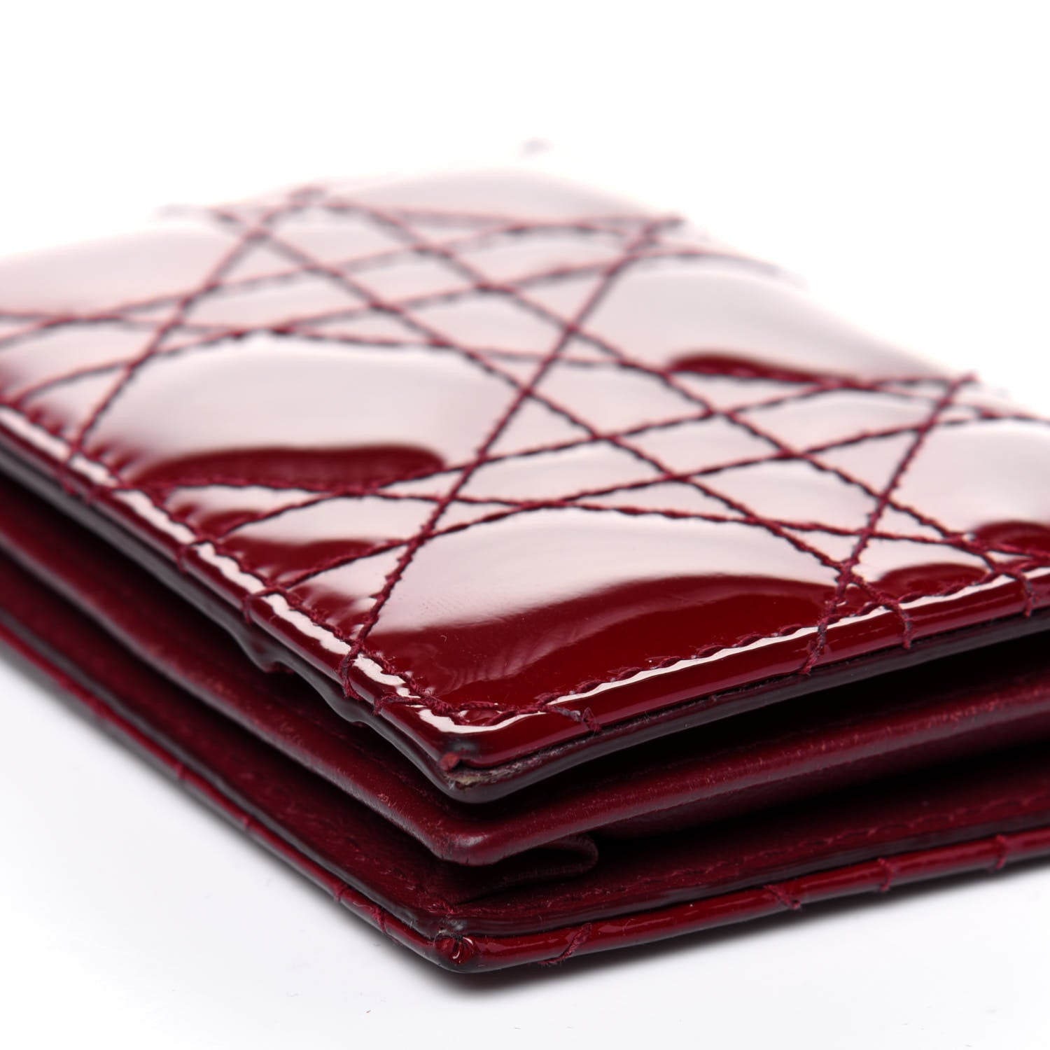Christian Dior Patent Cannage Small Lady Dior Flap Card Holder Scarlet 10 of 13