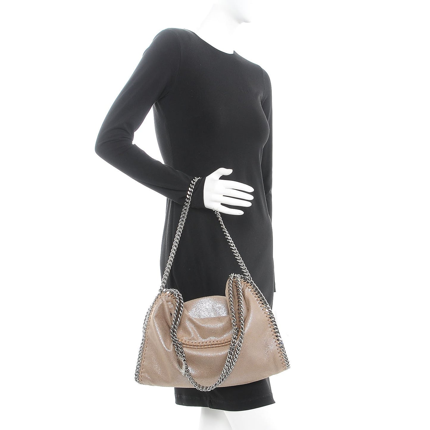 Shaggy Deer Falabella Small Fold Over Tote Taupe