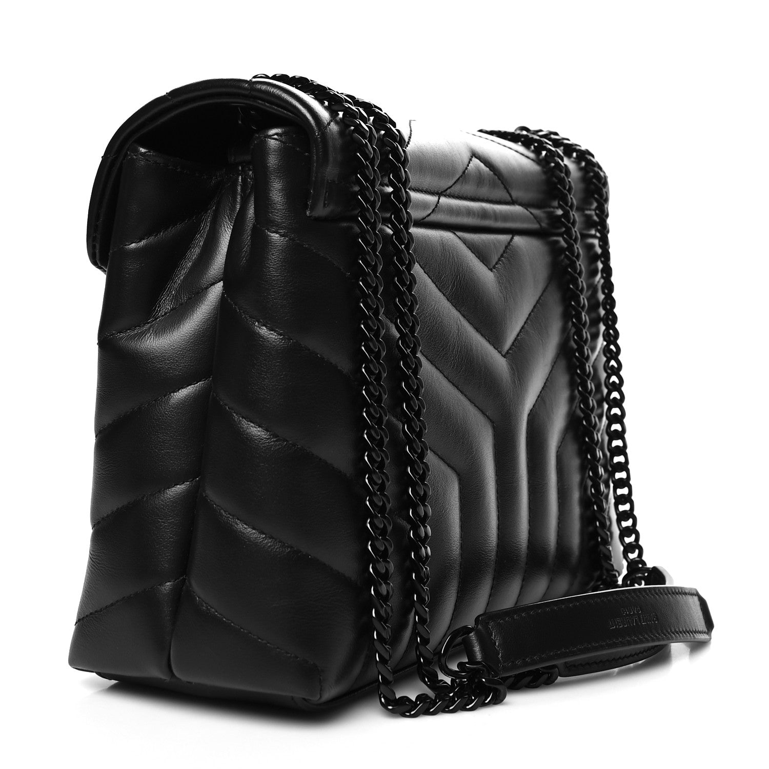 Saint Laurent Calfskin Y Quilted Monogram Monochrome Small Loulou Chain Satchel Black 3 of 13