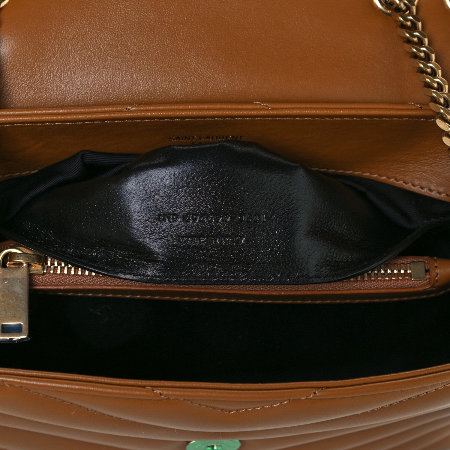 Saint Laurent Calfskin Y Quilted Monogram Small Loulou Chain Satchel Dark Natural 8 of 11