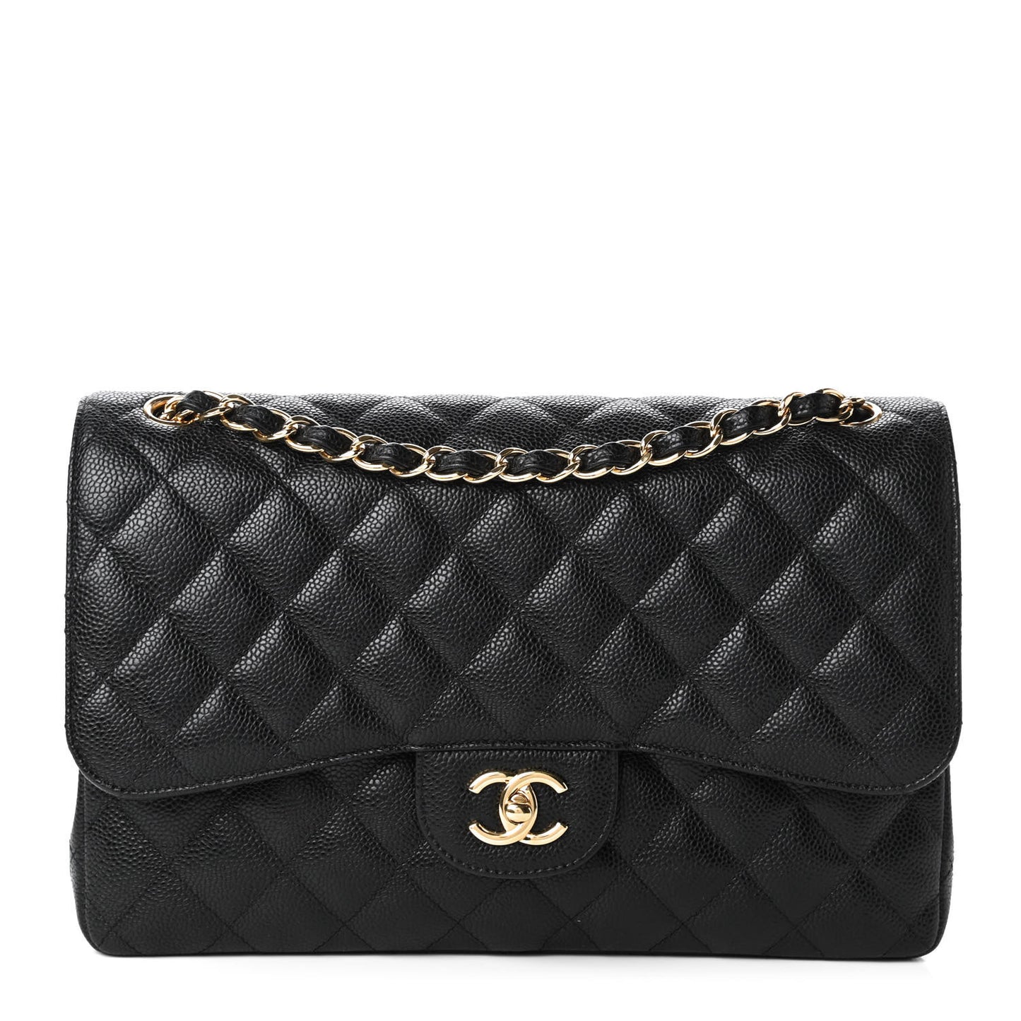 Caviar Quilted Jumbo Double Flap Black