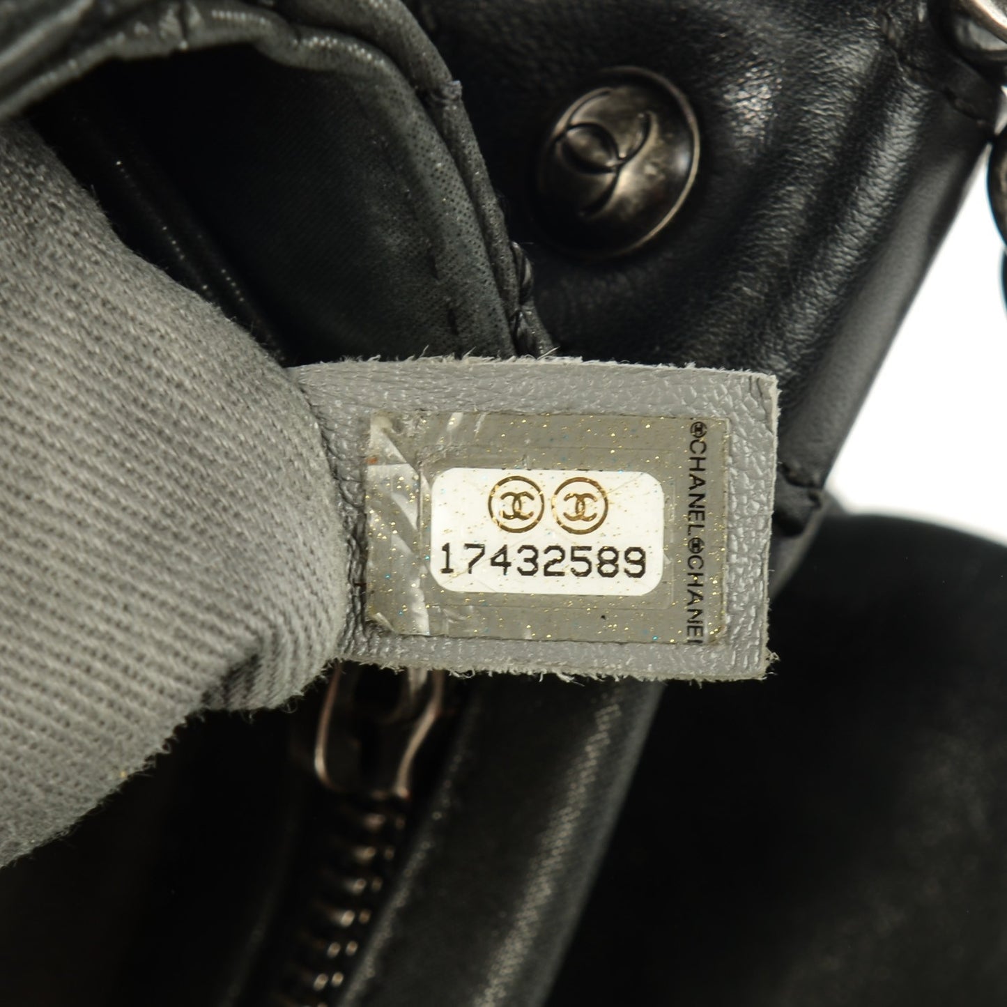 Iridescent Calfskin Coco Daily Medium Flap Black