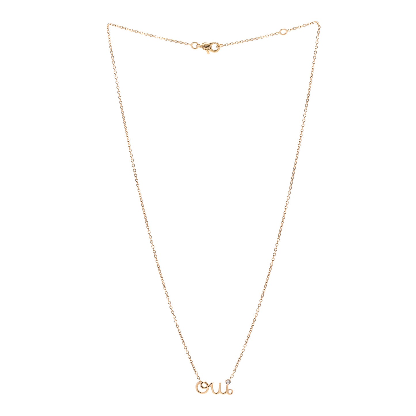 18K Yellow Gold Diamond Oui Pendant Necklace
