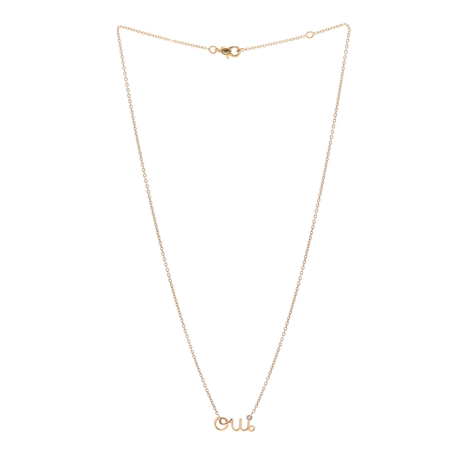 Christian Dior 18K Yellow Gold Diamond Oui Pendant Necklace 3 of 5