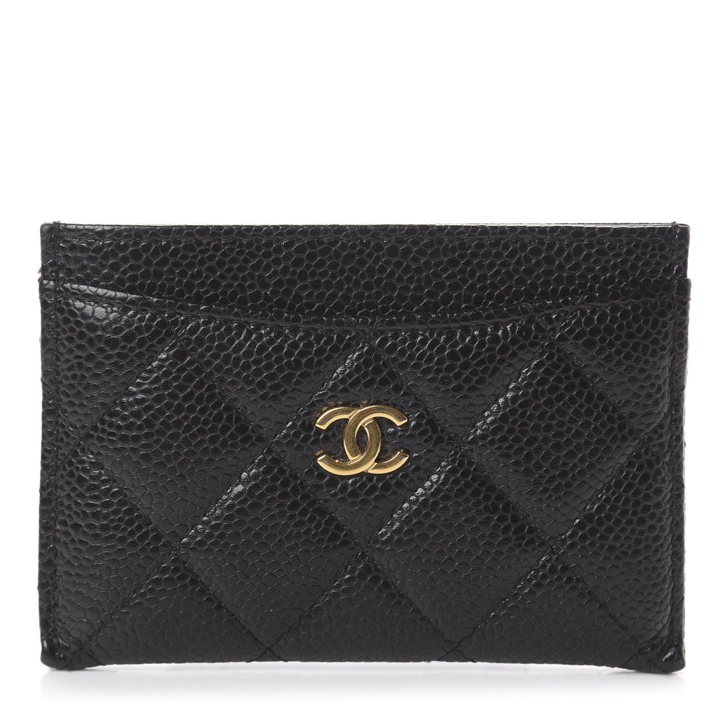 Caviar Quilted Card Holder Black