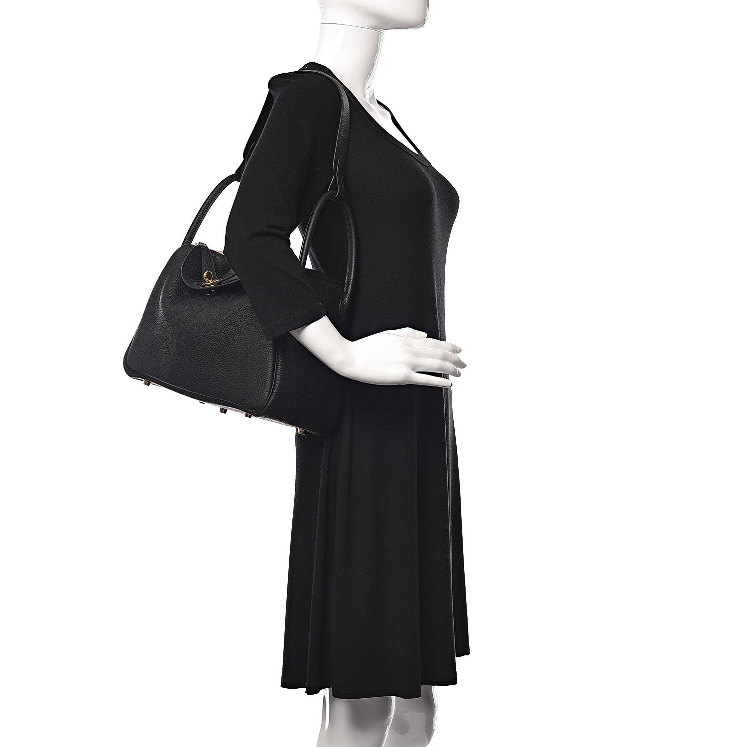Hermes Taurillon Clemence Lindy 30 Black 2 of 9