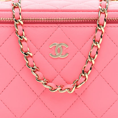 Chanel Lambskin Quilted Small Vanity Case With Chain Pink 9 of 11
